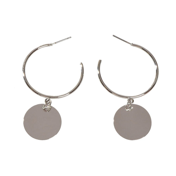 Punk Jewellery Gold Silver Round Disc Geometric Hoop Earrings Women Accessories - Freeyouthzbandz