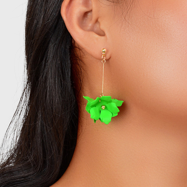 Floral Earrings Women Petal Flower Dangling Drop Stud Vogue Handmade Jewellery - Freeyouthzbandz