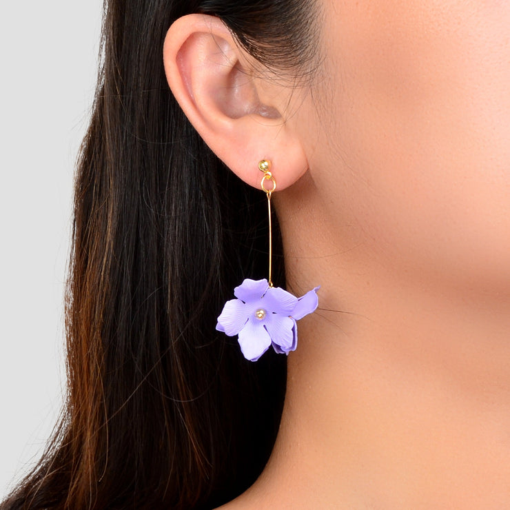 Floral Earrings Women Petal Flower Dangling Drop Stud Vogue Handmade Jewellery - Freeyouthzbandz