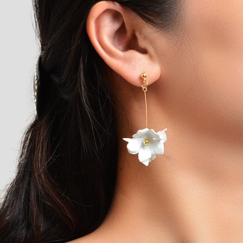Floral Earrings Women Petal Flower Dangling Drop Stud Vogue Handmade Jewellery - Freeyouthzbandz