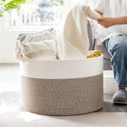 Extra Large Woven Cotton Rope Storage Basket - Freeyouthzbandz
