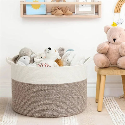 Extra Large Woven Cotton Rope Storage Basket - Freeyouthzbandz