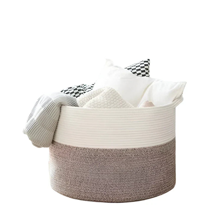 Extra Large Woven Cotton Rope Storage Basket - Freeyouthzbandz