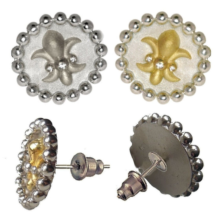 Fleur De Lis Tuxedo Shirt Studs: Diamonds in Sterling Silver - Freeyouthzbandz