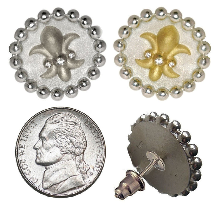 Fleur De Lis Tuxedo Shirt Studs: Diamonds in Sterling Silver - Freeyouthzbandz
