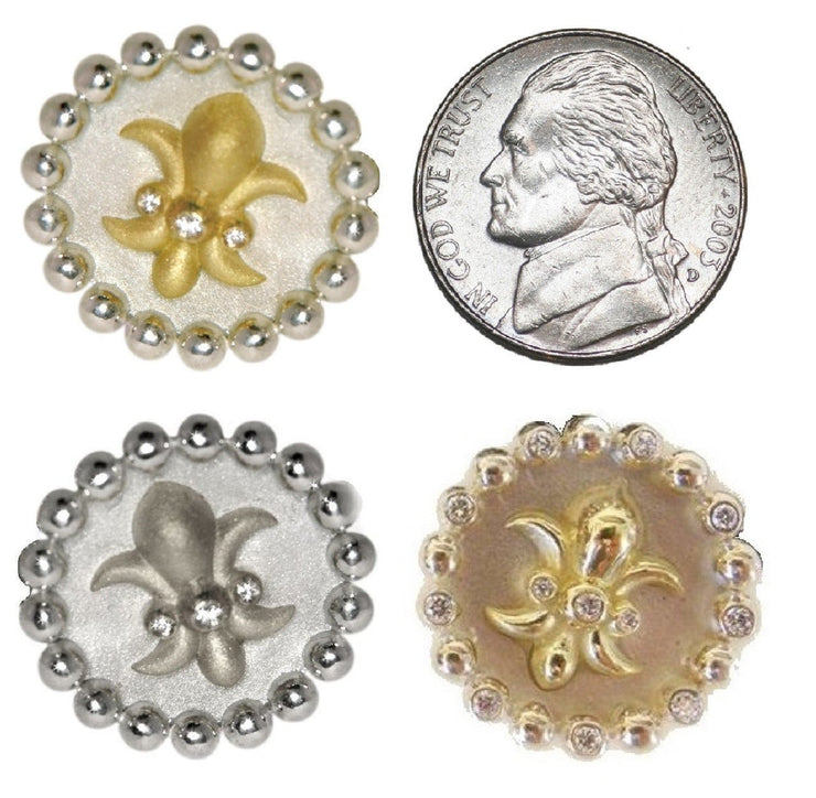 Fleur De Lis Tuxedo Shirt Studs: Diamonds in Sterling Silver - Freeyouthzbandz