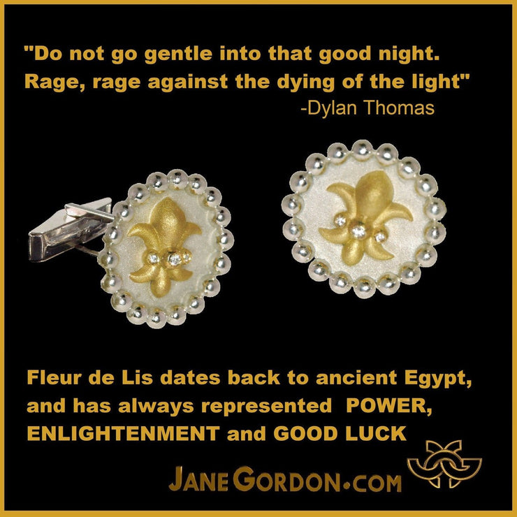 Fleur De Lis Tuxedo Shirt Studs: Diamonds in Sterling Silver - Freeyouthzbandz