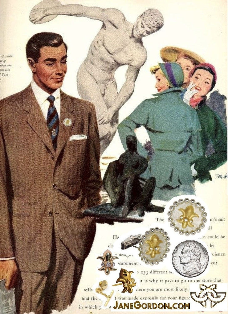 Fleur De Lis Tuxedo Shirt Studs: Diamonds in Sterling Silver - Freeyouthzbandz