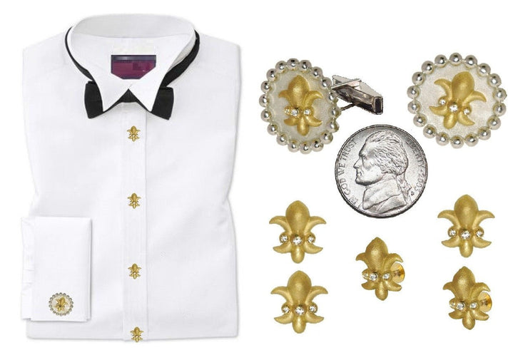Fleur De Lis Tuxedo Shirt Studs: Diamonds in Sterling Silver - Freeyouthzbandz