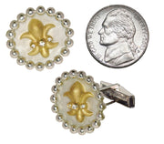 Fleur De Lis Tuxedo Shirt Studs: Diamonds in Sterling Silver - Freeyouthzbandz