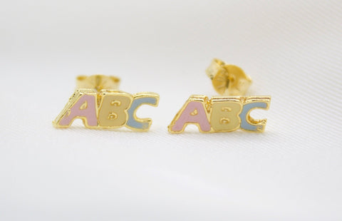 Gold Filled ABC Pendant Necklace Set & Earrings (XX15) - Freeyouthzbandz