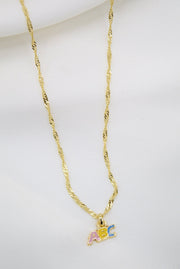 Gold Filled ABC Pendant Necklace Set & Earrings (XX15) - Freeyouthzbandz