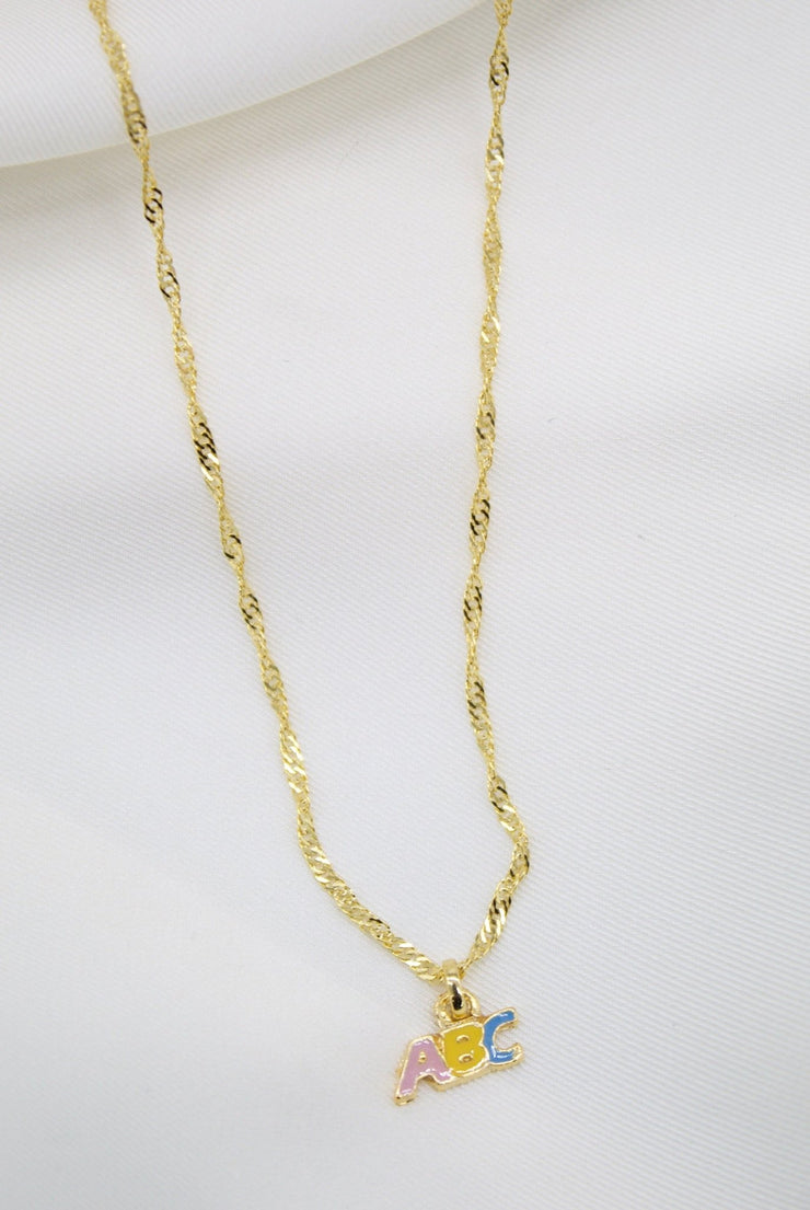 Gold Filled ABC Pendant Necklace Set & Earrings (XX15) - Freeyouthzbandz