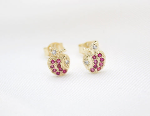 Gold Filled Apple CZ Pendant Necklace & Earrings Set (XX15) - Freeyouthzbandz