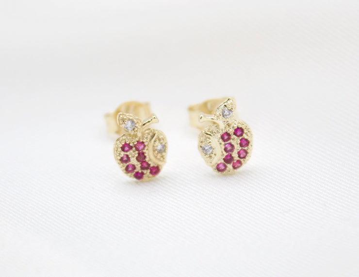 Gold Filled Apple CZ Pendant Necklace & Earrings Set (XX15) - Freeyouthzbandz