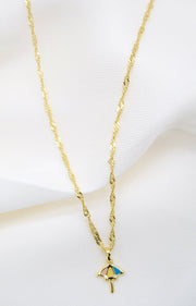 Gold Filled Enamel Umbrella Pendant Necklace Set & Earrings (XX15) - Freeyouthzbandz