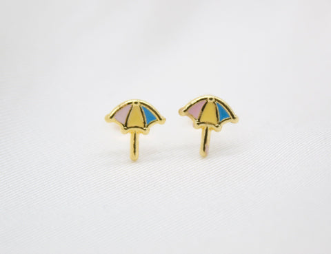 Gold Filled Enamel Umbrella Pendant Necklace Set & Earrings (XX15) - Freeyouthzbandz