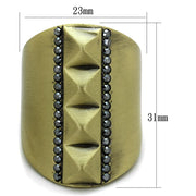 LO3608 - Antique Copper Brass Ring with Top Grade Crystal in Hematite - Freeyouthzbandz