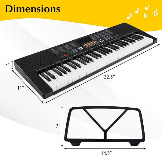 61 - Key Electronic Keyboard Piano with 3 Teaching Modes LED Display and Dual Keyboard - Freeyouthzbandz