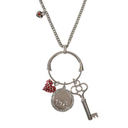 Gift Jewellery Women Girls Long Silver Chain Love Round Heart Key Charm Necklace - Freeyouthzbandz