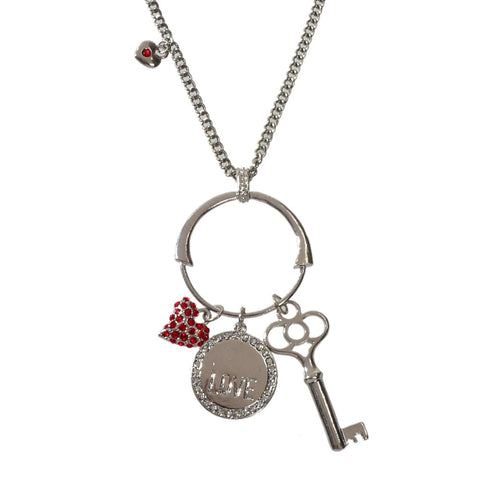 Gift Jewellery Women Girls Long Silver Chain Love Round Heart Key Charm Necklace - Freeyouthzbandz