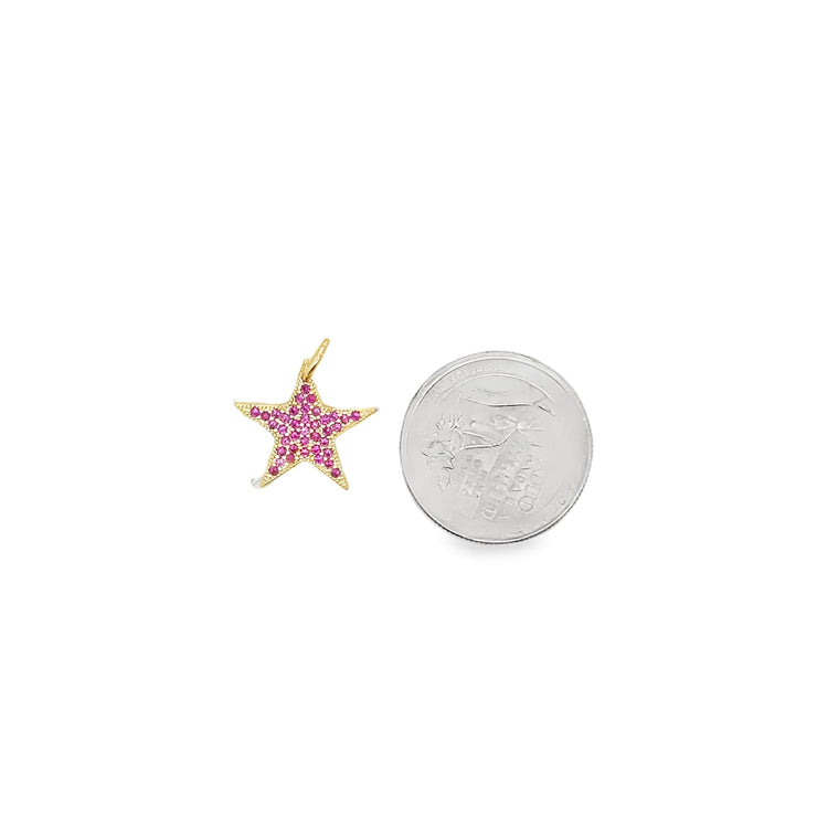 18K Gold Filled Star Pendant with Micro Pave Cubic Zirconia CZ Stone - Freeyouthzbandz