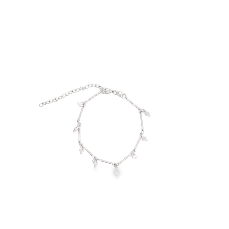 Bar Link Tiny Dangle Cross Charm Bracelet (H260A/E280/I352A) - Freeyouthzbandz