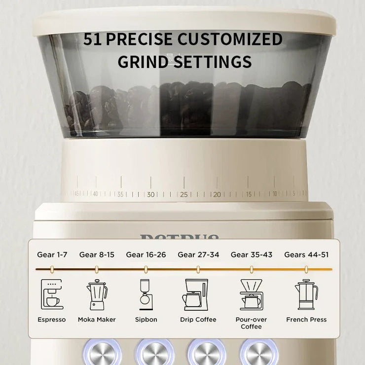 Electric Coffee Bean Grinder with 51 Precise Settings - Freeyouthzbandz