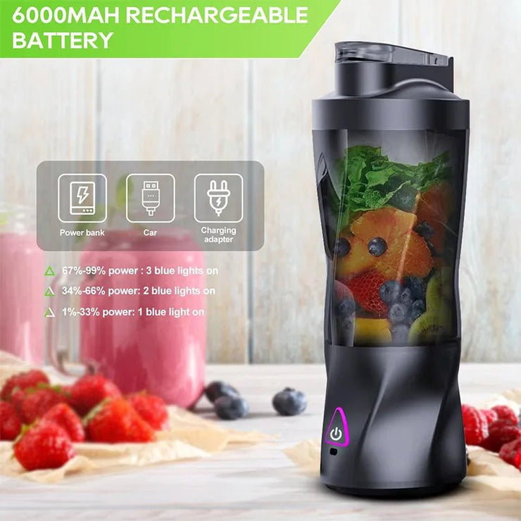 700ML Portable Electric Juice Cup High Powered USB Blender Black - Freeyouthzbandz