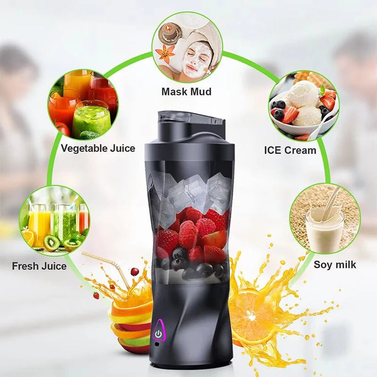 700ML Portable Electric Juice Cup High Powered USB Blender Black - Freeyouthzbandz