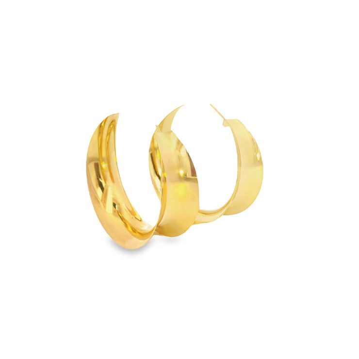 18K Gold Filled Curved Wide Minimalist Hoops (J305 - J307)(L395) - Freeyouthzbandz