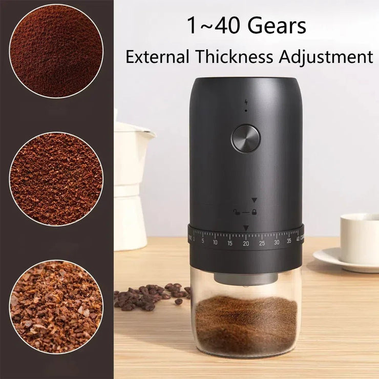 1800mAh Electric Coffee Grinder 40 Level Adjustable Burr Grinder Black - Freeyouthzbandz