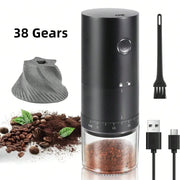 Portable Electric Coffee Grinder 38 Setting Adjustable Ceramic Burr Black - Freeyouthzbandz