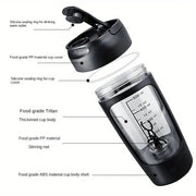500ML Electric Shaker Bottle USB C Rechargeable Automatic Mixer Black - Freeyouthzbandz
