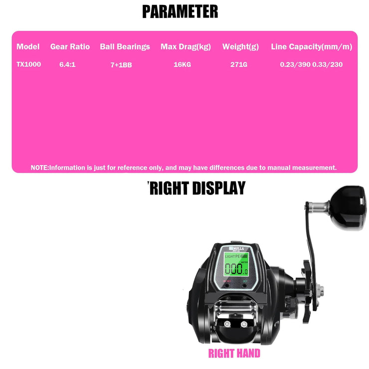 NNEOBA Large Electronic Baitcasting Reel Digital Display Right Hand Black - Freeyouthzbandz