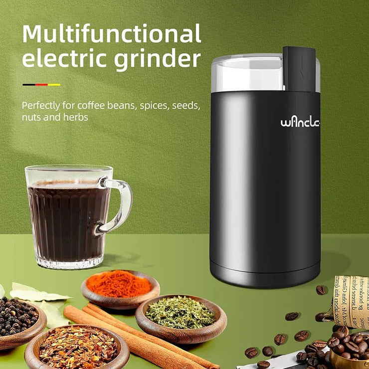 200W High Power Electric Coffee Grinder One Touch Operation Black - Freeyouthzbandz