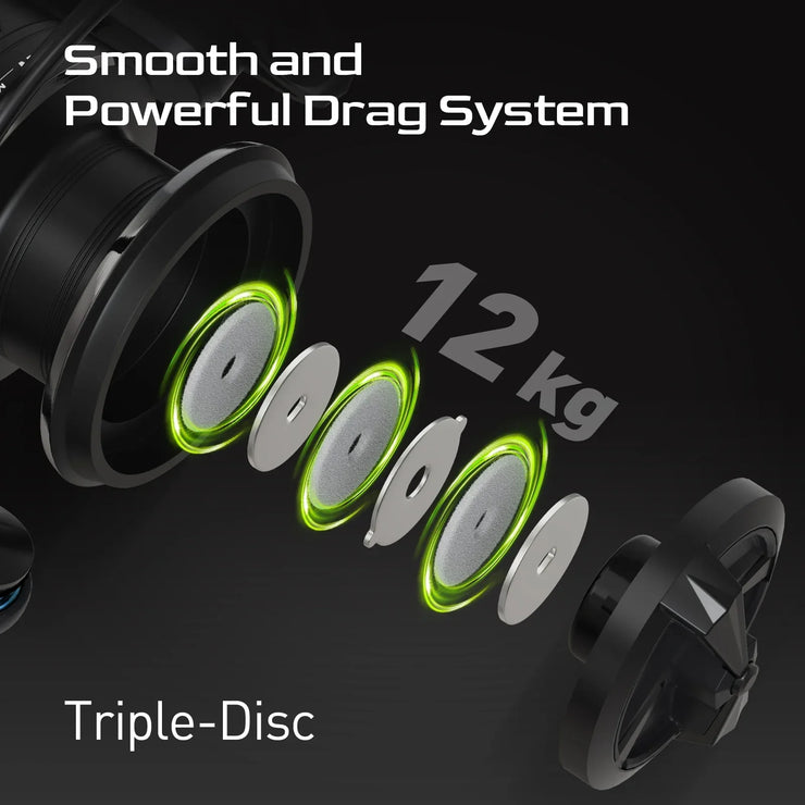 5000 Series Graphite Spinning Reel Left/Right Handed Black - Freeyouthzbandz