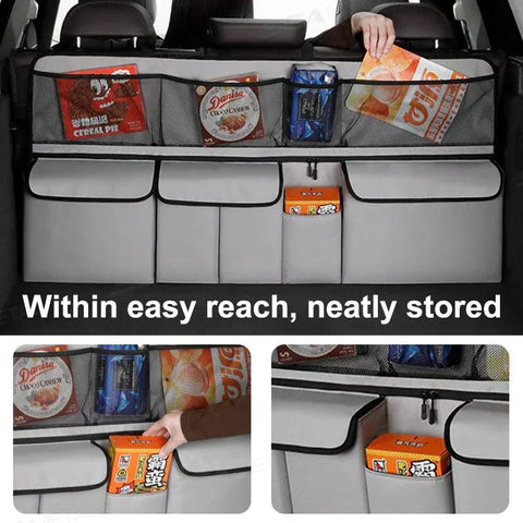 9 - Pocket Car Seat Back Organizer Wear - Resistant Oxford Cloth Gray - Freeyouthzbandz