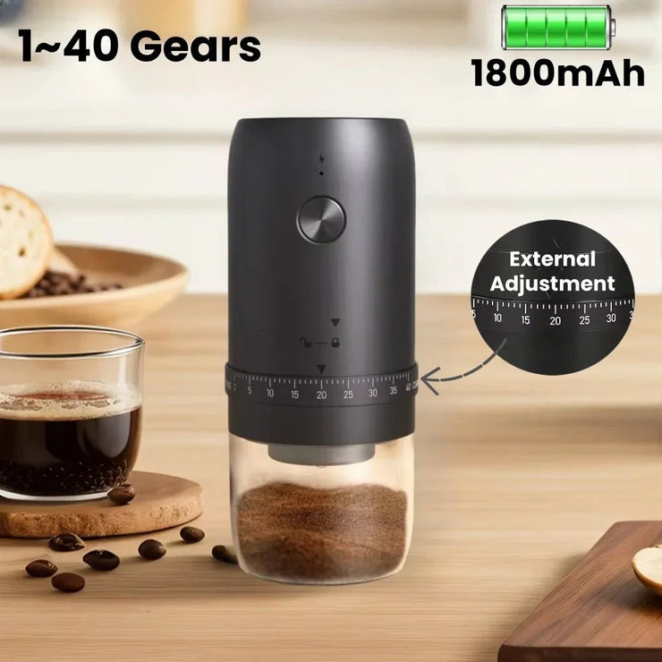 1800mAh Electric Coffee Grinder 40 Level Adjustable Burr Grinder Black - Freeyouthzbandz
