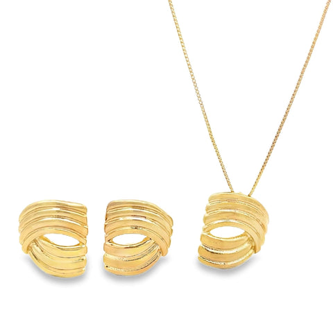 Geometric Spiral Earrings and Necklace Set (G233A) - Freeyouthzbandz