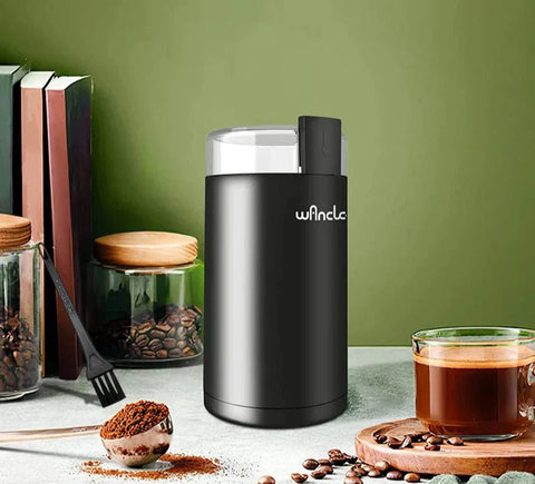 200W High Power Electric Coffee Grinder One Touch Operation Black - Freeyouthzbandz