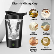 Portable Electric Protein Shaker Bottle 450ML Self - Mixing Blender Cup Black - Freeyouthzbandz