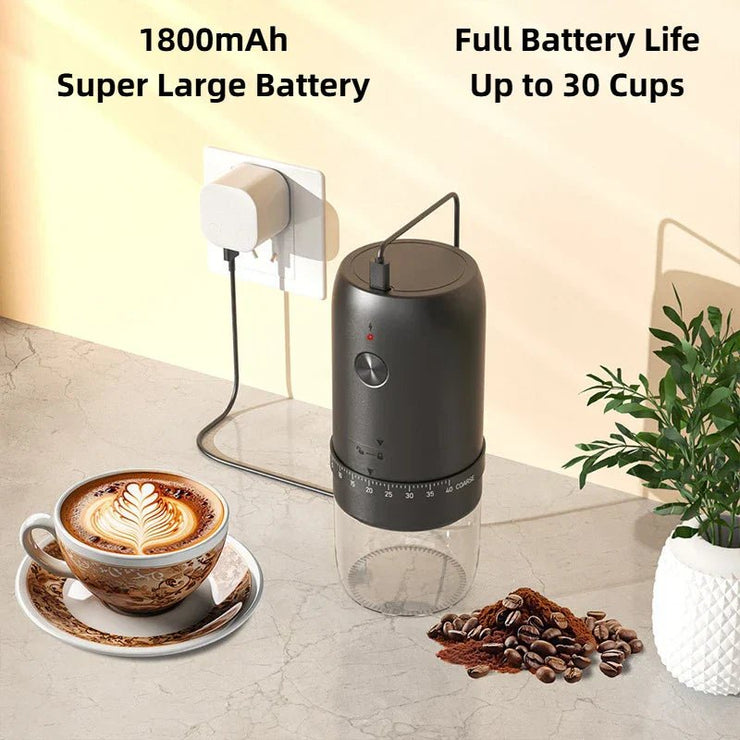 1800mAh Electric Coffee Grinder 40 Level Adjustable Burr Grinder Black - Freeyouthzbandz