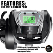NNEOBA Large Electronic Baitcasting Reel Digital Display Right Hand Black - Freeyouthzbandz