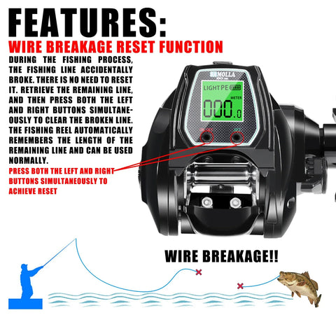Large Electronic Baitcasting Reel Digital Display Right Hand Black - Freeyouthzbandz