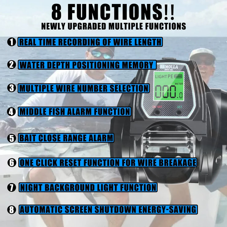 Large Electronic Baitcasting Reel Digital Display Right Hand Black - Freeyouthzbandz