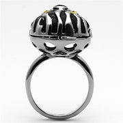 TK1114 - High polished (no plating) Stainless Steel Ring with Top Grade Crystal in Topaz - Freeyouthzbandz