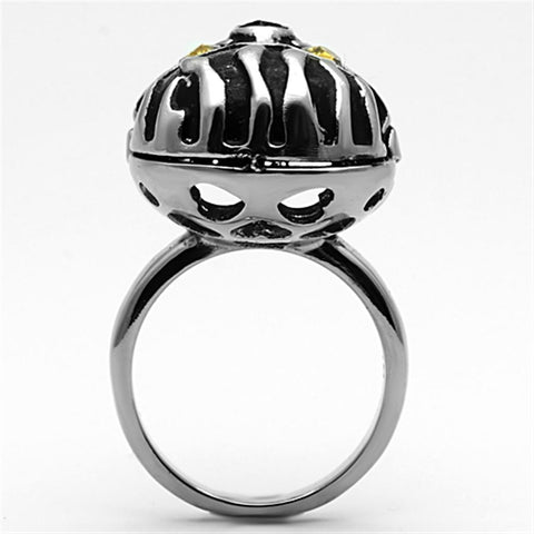 TK1114 - High polished (no plating) Stainless Steel Ring with Top Grade Crystal in Topaz - Freeyouthzbandz