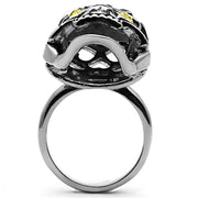 TK1114 - High polished (no plating) Stainless Steel Ring with Top Grade Crystal in Topaz - Freeyouthzbandz