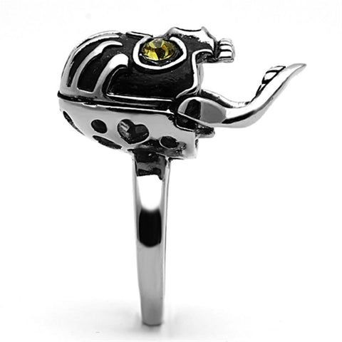 TK1114 - High polished (no plating) Stainless Steel Ring with Top Grade Crystal in Topaz - Freeyouthzbandz